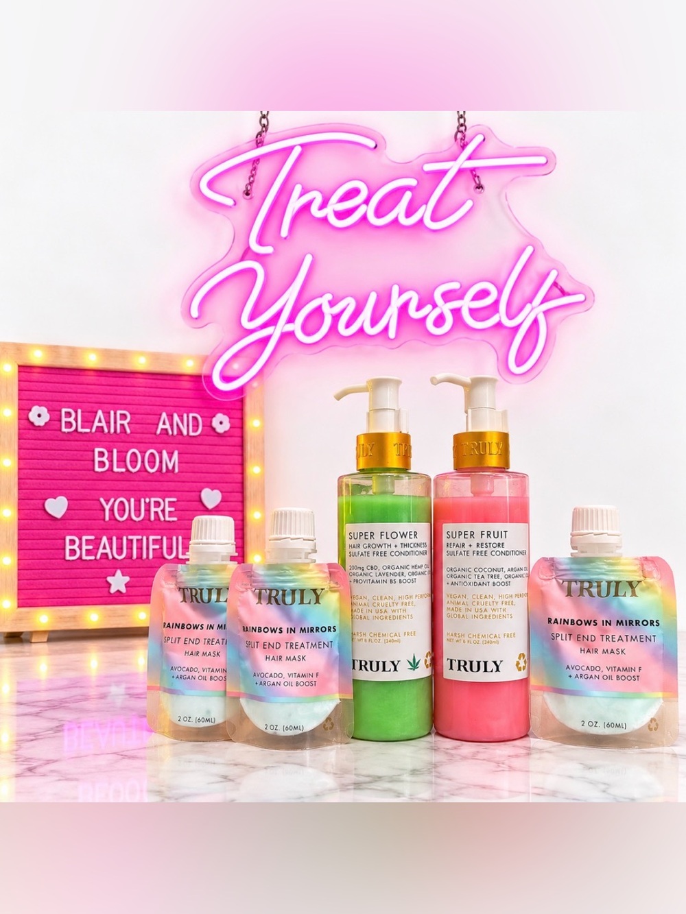 Truly Beauty Rainbows In Mirrors + Super Flower + Super Fruit Hair Bundle
